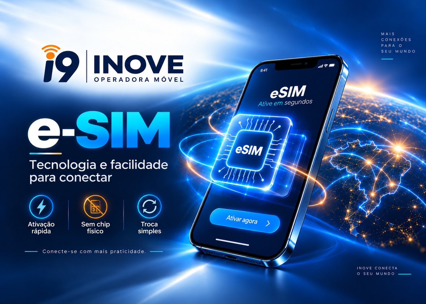 i9 INOVE eSIM com ativação rápida, tecnologia e cobertura nacional